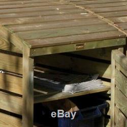 Rowlinson Wooden Recycling Bin Box Store Cabinet Garden Waste