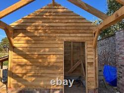 100% OAK FRAMED SINGLE GARAGE / CARPORT with Shed and Log store? 3 X 7M