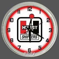 16 Hurst Shifters Red Neon Clock Man Cave Garage Shop Bar Store Racing