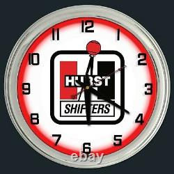 16 Hurst Shifters Red Neon Clock Man Cave Garage Shop Bar Store Racing