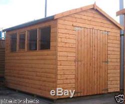 16x8 WOODEN WORKSHOP GARAGE FULLY T&G SHED STORE 16FT X 8FT APEX OR PENT ROOF