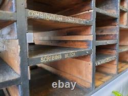 1920s Wooden antique vintage display shelves pigeon holes garage tool store old