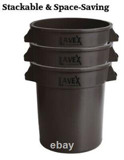 20 Gallon Commercial Grade Brown Round Heavy-Duty Trash Can WITH Lid