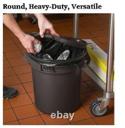 20 Gallon Commercial Grade Brown Round Heavy-Duty Trash Can WITH Lid