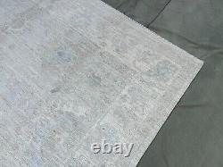239x300 cm Hand Knotted Moroccan Oushak Off White Faded Large Living Room Rug