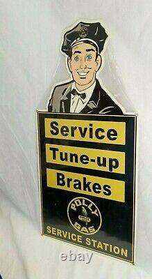 24 Polly parrot Gas Service tuneup brake Garage store display Ad USA Steel sign