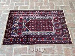 2.10x4.6 Afghan Handmade Wool Tribal Baluchi Antique Oriental Wool Soft Rug