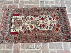 2.10x5.1 Afghan Tribal Antique Faded Floral Oriental Prayer Distressed Wool Rug
