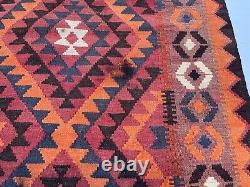 2.11x4.8 Turkmen Handmade Wool Oriental Flatweave Afghan Vintage Maimana Kilim