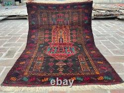 2.11x4 Fine Quality Veg Dyes Hand Knotted Afghan Prayer High Pile Soft Wool Rug