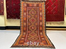 2.11x6.3 Vintage Kilim Afghan Oriental Handmade Flatweave Tribal Living Room Rug