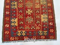 2.7x4.1 One Of a Kind 3x4 Vintage Wool Geometric Afghan Handmade Kilim Area Rug
