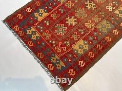 2.7x4.1 One Of a Kind 3x4 Vintage Wool Geometric Afghan Handmade Kilim Area Rug