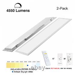 2 PK 1X4 LED Flat Panel Light Remote Control 3000k-5000k Dimmable Office Troffer