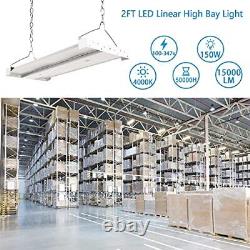 2 Pack LED High Bay Store Lights 2 Ft 150W 4000K 0-10V Daylight Linear Hangin
