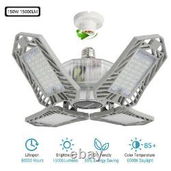 2x LED Workshop Garage Light Bulb Foldable Lamp 150W Store Outdoor Silver