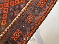 3.4x4.9 Handmade Wool Vintage Geometric Maimana Ghalmori Antique Bedroom Rug