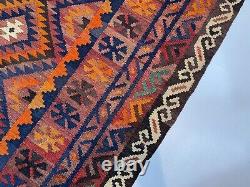 3.5x4.7 Handwoven Veg Dyes Wool Afghan Geometric Vintage Tribal Kilim Home Rug