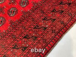 3.5x8.9 Antique Turkmen Red Wide Runner Bukhara Oriental Mouri Gul Hallway Rug