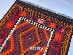 3.5x9.3 Vintage Afghan Wide Hallway Runner Rug Turkish Tribal Boho Oriental