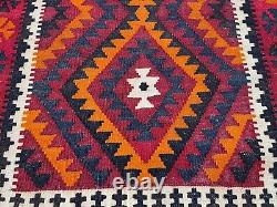 3.5x9.3 Vintage Afghan Wide Hallway Runner Rug Turkish Tribal Boho Oriental
