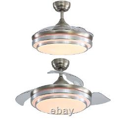 42Invisible Ceiling Fan Light Retractable Blades 3 Color Change Remote Control