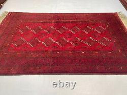 4.4x7.2 Antique Red Oriental 5x7 Afghan Turkmen Veg Wool Tribal Persian Area Rug