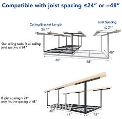 4x8 Overhead Garage Storage Rack Adjustable Ceiling Heavy Duty Dropdown Shelf