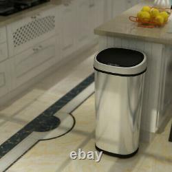50L Stainless Steel Automatic Sensor Touchless Waste Bin Oval