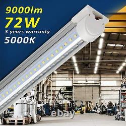 6PK LED Shop Light Fixture 8ft 72W 9000lm 5000K Tube Light for Garage Warehouse