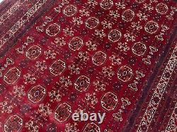6.7x9.10 Red Traditional Afghan Oriental Geometric Vintage Turkoman Bukhara Rug