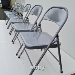 6 x Collapsible Metal Chairs, Foldable, Easy Store, Office, Party, Bulk Buy