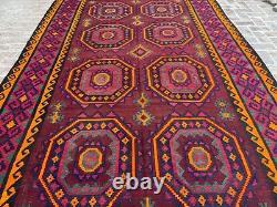 7.11x13.7 Exquisite Antique Handwoven Oriental Afghan Luxurious Wool Persian Rug