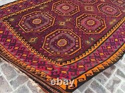 7.11x13.7 Exquisite Antique Handwoven Oriental Afghan Luxurious Wool Persian Rug