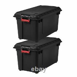 82 Qt WEATHERTIGHT Storage Box Store It All Utility Tote 2 Pack Organizer Black