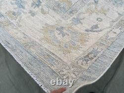 9.1x12 ft Faded Antique Blue Oushak Area Afghan Handmade Over Dyed Bohemian Rug