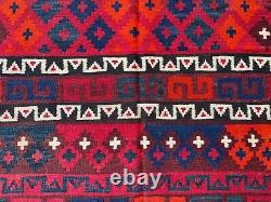 9.6x14.1 Antique Luxurious Red Oriental 10x14 Afghan Flatweave Handwoven Rug