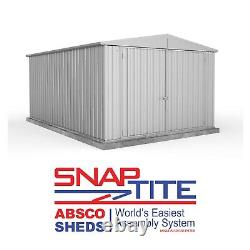 ABSCO METAL GARAGE WORKSHOP SHED APEX SNAP ZINC SILVER STORE 15ft 10ft 5m x 3m