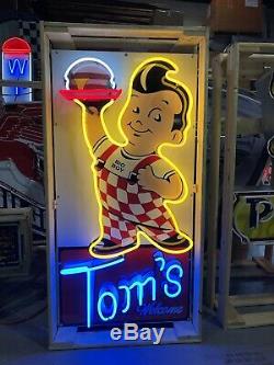 AMAZING Large BOBS BIG BOY Tom's Welcome NEON Sign STORE DISPLAY Garage Man Cave