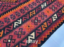 Afghan Handmade Veg Dyes Wool Geometric Rug, Turkmen Tribal Flat Weave Red Rug