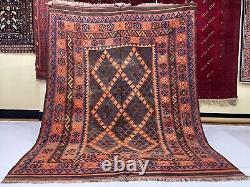 Afghan Vintage Handmade 6x8 Flatweave Geometric Oriental Turkmen Living Room Rug