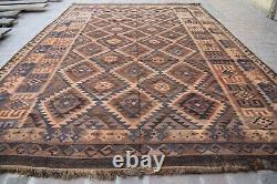 Antique 8x12 Afghan Flatweave Handmade Area Rug Kilim Oriental Home Decor Carpet