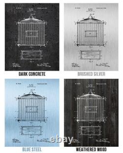 Bird Cage Canvas Print Pet Store Art Bird Keeper Gift Birdcage Blueprint