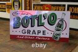 Botl'o Grape Soda Pop Embossed Metal Sign General Store Gas Oil Garage Diner 66