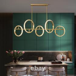 Brass Modern Ring Chandelier Coffee Bar Store Luxury Light Pendant Ceiling Lamp