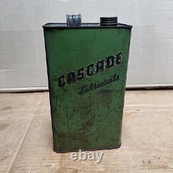 CASCADE MOTOR LUBRICANTS 1930s OIL VINTAGE GARAGE RARE TIN CAN