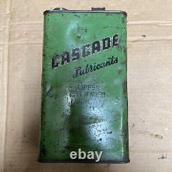 CASCADE MOTOR LUBRICANTS 1930s OIL VINTAGE GARAGE RARE TIN CAN