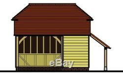 CH15BL 1.5-Bay Oak Frame Garage Building/Cart Lodge Chippy Kit with Log Store