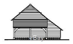 CH25BL Oak Frame Garage/Cart Lodge Building Kit 2-Bay/Side Aisle/Log Store