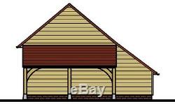 CH25GL 2-Bay Oak Frame Garage Building/Cart Lodge Kit Side Aisle/Log Store